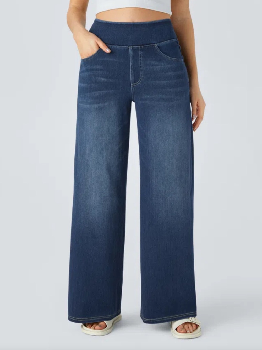 Women’s Halara Flex High Waisted Tummy Control Wide Leg Casual Jeans large tall